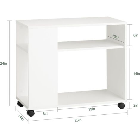 SoBuy Movable Storage Side Table with 2 Tiers Bookcase,FBT34-W