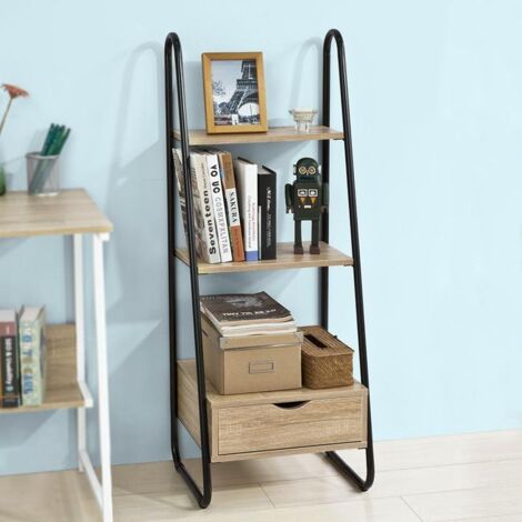 SoBuy Bücherregal Standregal Aufbewahrungsregal Badregal mit 3 Ablagen FRG219-W 