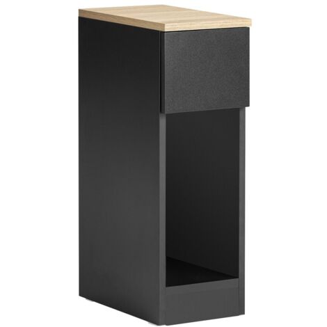 SoBuy FBT111-SCH Nachttisch mit Schublade für Boxspringbett Sofatisch Beistelltisch schmal Telefontisch Nachtschrank Nachtkommode schwarz BHT ca.: 20x60x35cm