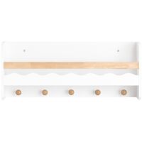 SoBuy KMB78-W Kindergarderobe mit Ablage Kinderregal Bücherregal für Kinder Wandregal Hängeregal Wandgarderobe Garderobenleiste Kinder weiß BHT ca. 73x30x15cm