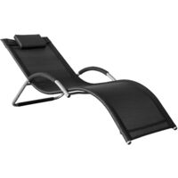SoBuy OGS38-SCH Sonnenliege Gartenliege Relaxstuhl Liegestuhl mit Kopfkissen Schwarz BHT ca: 63x66x172cm