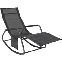 SoBuy OGS47-MS Schaukelliege Garten Sonnenliege mit Seitentasche Gartenliege Relaxstuhl Liegestuhl Schwingliege Schwarz/Grau bis 150 kg belastbar BHT ca: 143x85x57cm