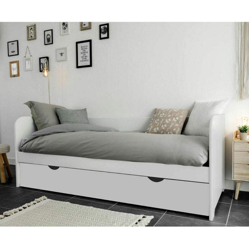 Pack lit gigogne avec 2 matelas bois massif 80x190 cm Izao