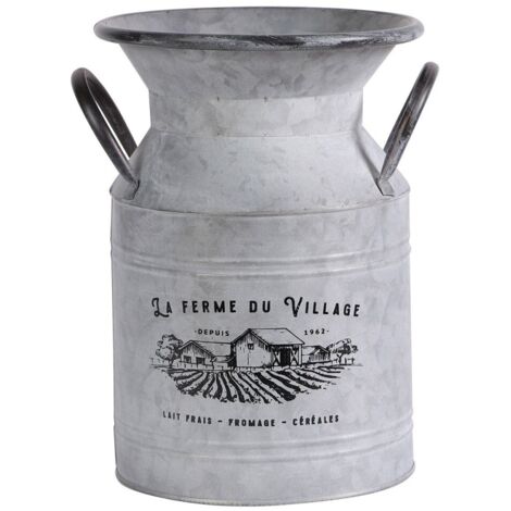 Pot à lait métal effet zinc esprit cottage décoratif (1/5)