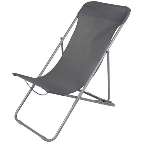 Chaise longue pliante chilienne métal gris anthracite 85x56x90cm (1/3)