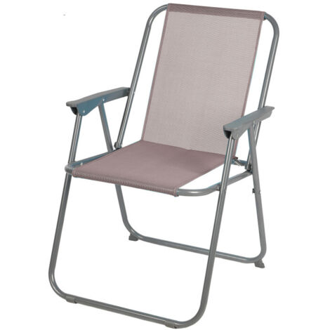Fauteuil de jardin pliable en métal et textilène taupe 53x55x75cm (1/3)