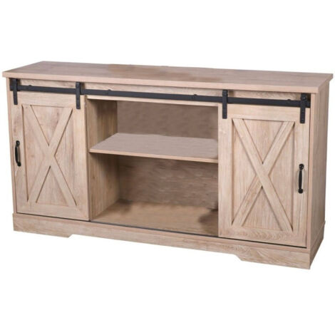 Buffet bois 2 portes coulissantes 150x39.5x80cm (1/4)