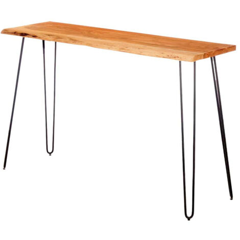 Console en bois live edge et métal noir 120x35x77cm (1/4)