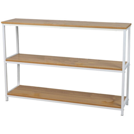 Console en métal blanc et 3 plateaux en bois 120x30x80cm (1/4)