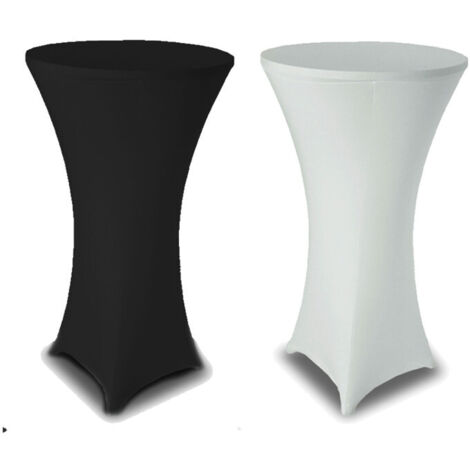 Set de 2 housses de table à cocktail noir et blanc 80x80x110cm (1/3)