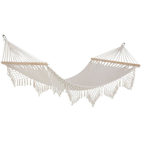 Hamac macramé blanc 100x260cm (1/3)
