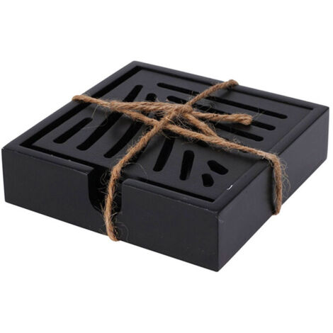 Set de 4 dessous de verres en bois noir (1/3)