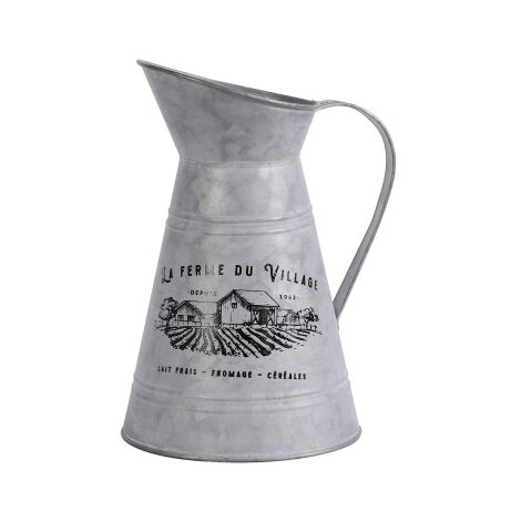 Cruche à lait métal effet zinc esprit cottage décoratif (1/3)