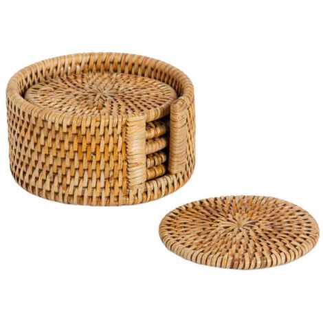 Set de 6 dessous de verre en rotin tressé (1/3)