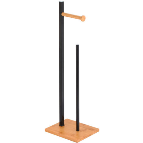 Dérouleur papier toilette bambou et noir 22x16x66.5cm (1/3)
