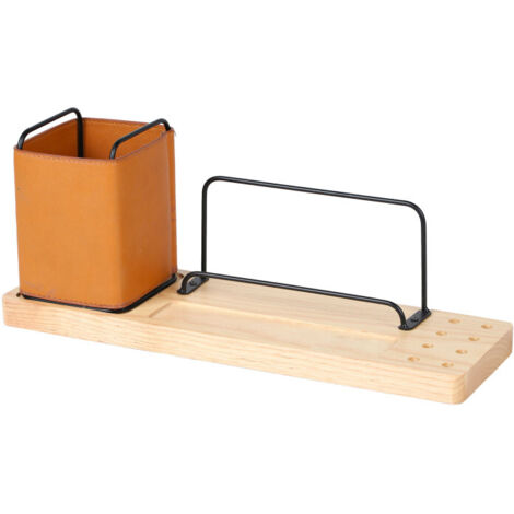 Organiseur de bureau bois et métal 36x11x13.5cm (1/3)