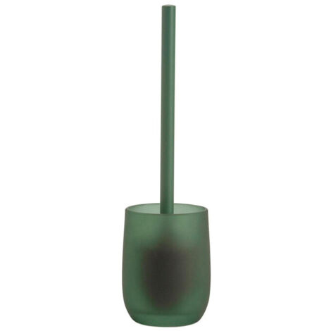 Brosse WC en verre vert mat et plastique 10x10x36cm (1/3)
