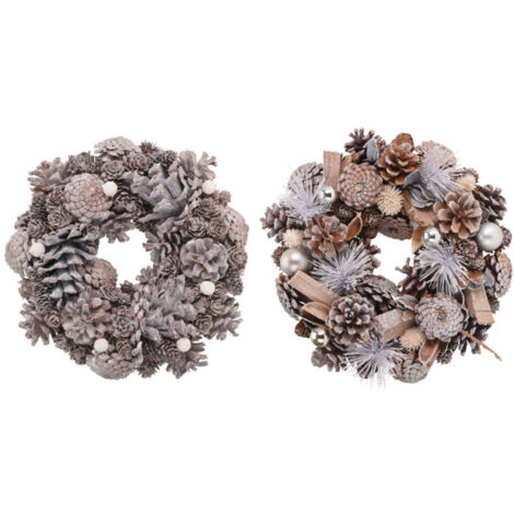 Set de 2 couronnes de l'Avent décoration Noël pommes de pin 24cm (1/3)