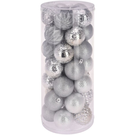 Set de 35 boules de Noël argentées - 6cm (1/3)