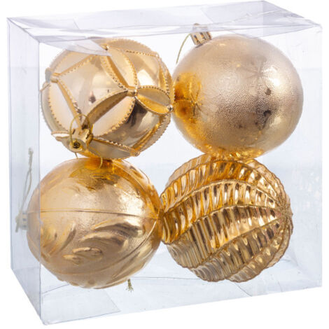 Set de 4 boules de Noël doré - 8cm (1/4)