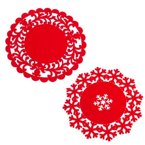Set de table de noël en feutre rouge - set de 2 (1/3)