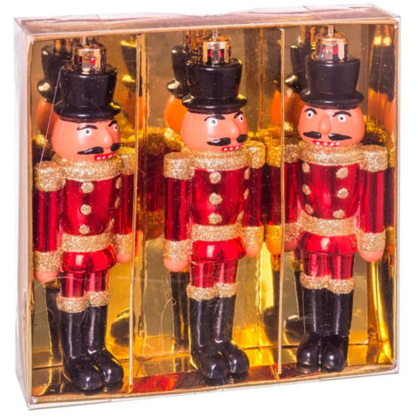 Set de 3 décorations de Noël soldats rouges casse-noisette - 13cm (1/3)
