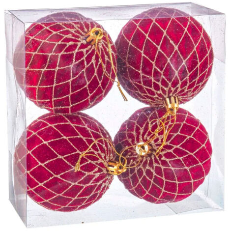 Set de 4 boules de Noël rouges mousse - 8cm (1/3)
