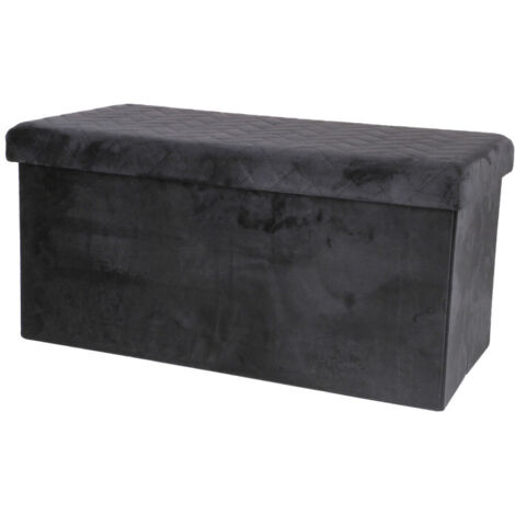 Banc de rangement pliable en velours - 76 x 38 x H 38 - Noir - Livraison gratuite