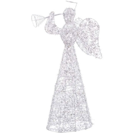 Grand ange lumineux argenté led décoration de Noël à piles 20x13x55cm (1/3)