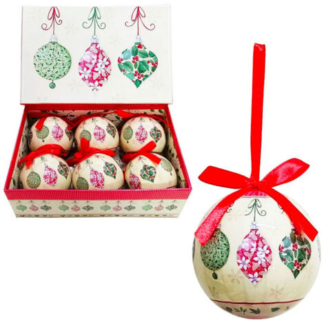 Coffret de 6 boules de Noël rétro 7.5cm (1/3)