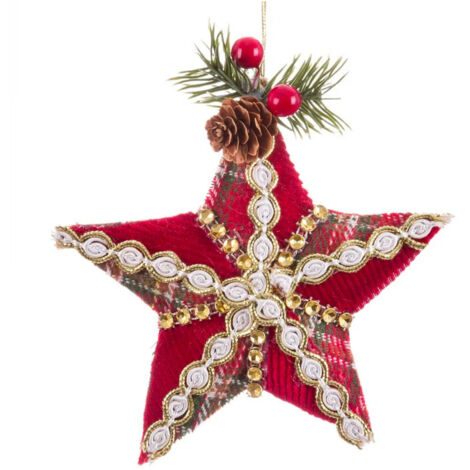 Décoration sapin de noël classique étoile tissu 12x4x12cm (1/3)