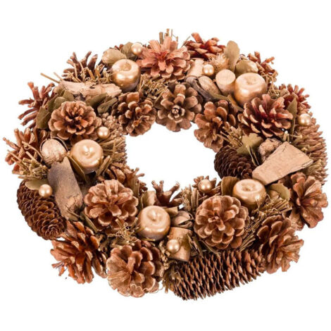 Couronne de l'Avent décoration Noël pommes dorées 36x9x36cm (1/3)