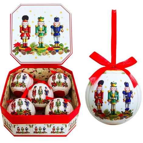 Coffret de 5 boules de Noël rétro soldats casse-noisette 7.5cm (1/3)