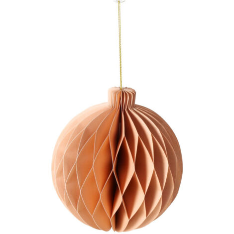 Boule de Noël en papier pliage rose 13.5x13.5x15cm (1/5)