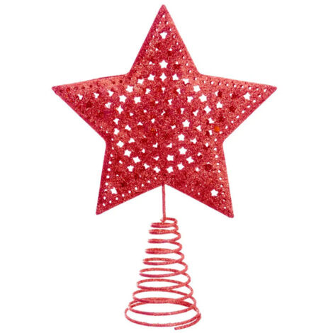 Cimier de sapin de noël étoile métal rouge 12x4x16cm (1/3)
