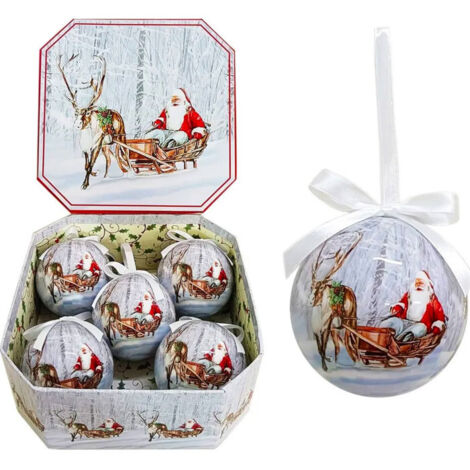 Coffret de 5 boules de Noël rétro Père-Noël 7.5cm (1/3)
