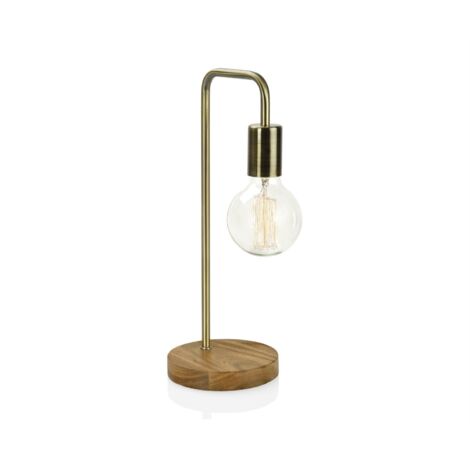 Lampe à Poser Courbée Design en Bois et Laiton (1/2)