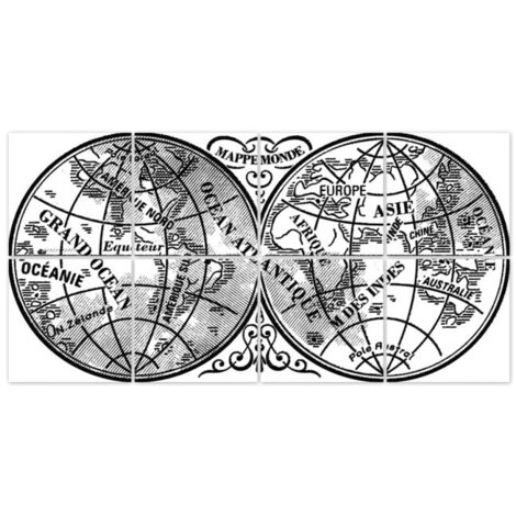 Stickers pour Carrelage Noir et Transparent Mappemonde - Set de 8 (1/3)