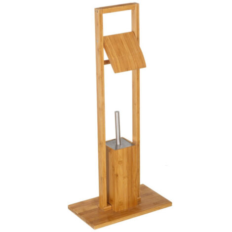 Dérouleur Papier Toilette + Brosse WC en Bambou (1/4)