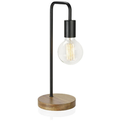 Lampe à Poser Courbée Design en Bois et Métal Noir (1/2)