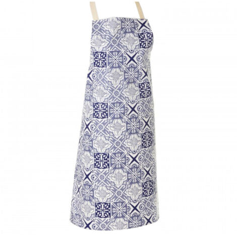 Tablier Bleu Carreaux de Ciment 100% Coton (1/3)