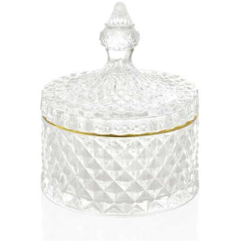 Boîte Rangement Salle de Bain Verre et Or (1/3)