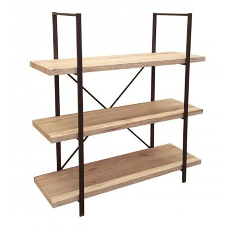 Étagère Bois et Métal Noir 3 Étages - Hauteur 106cm (1/5)