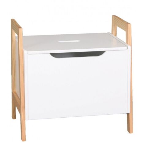 Ac-Deco – Coffre à jouets en bois MDF blanc 49x38x46 cm – Système de fermeture douce – Coffre empilable pour chambre d'enfant