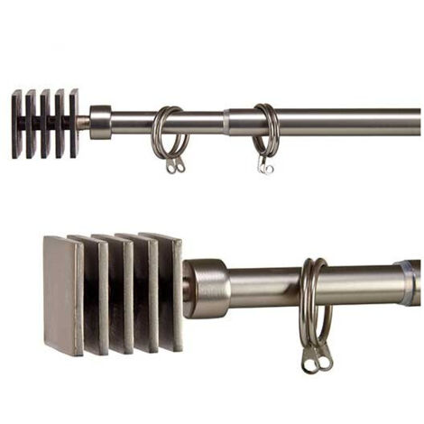 Tringle à Rideaux Extensible Métal Chromé Carré - 120 à 210cm (1/3)