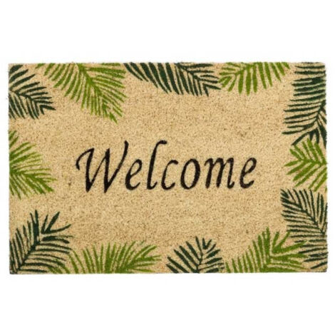 Paillasson Coco Welcome Feuilles - 60x40x1.5cm (1/3)