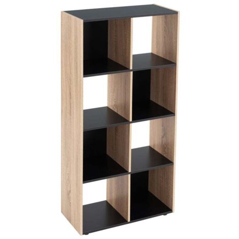 Étagère en MDF Bois et Noir - 8 Casiers