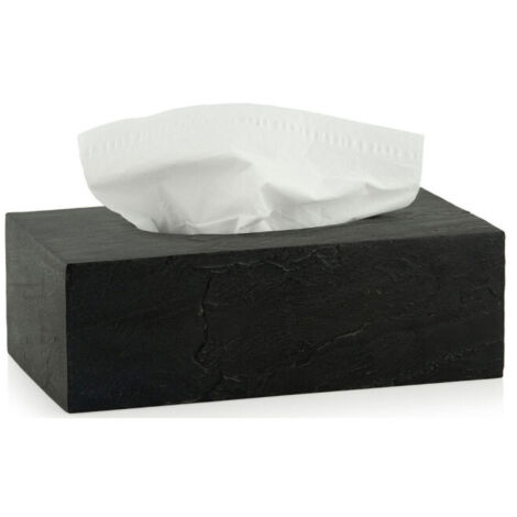 Boîte à Mouchoirs Rectangulaire en Polyrésine Noire Effet Ardoise (1/3)