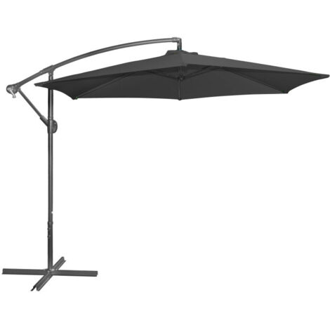 Parasol Déporté avec Manivelle Toile Noire - d300cm (1/4)
