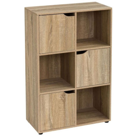 Étagère Basse en Bois MDF 6 Casiers 3 Portes (1/4)